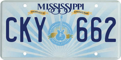 MS license plate CKY662