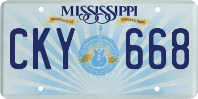 MS license plate CKY668