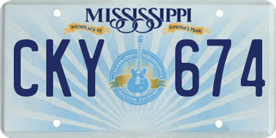 MS license plate CKY674