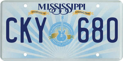 MS license plate CKY680