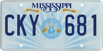 MS license plate CKY681