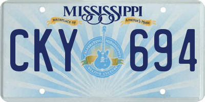 MS license plate CKY694