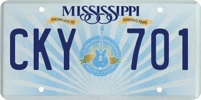 MS license plate CKY701
