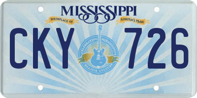 MS license plate CKY726