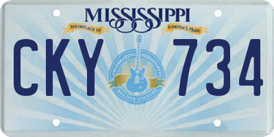 MS license plate CKY734