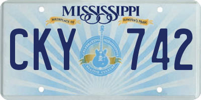 MS license plate CKY742