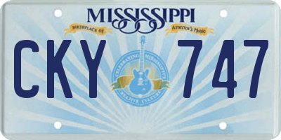 MS license plate CKY747