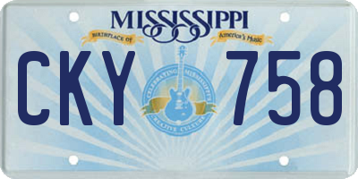 MS license plate CKY758