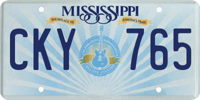 MS license plate CKY765