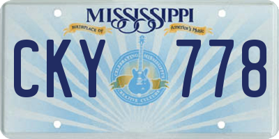 MS license plate CKY778