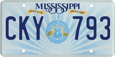 MS license plate CKY793