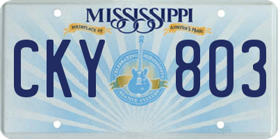 MS license plate CKY803