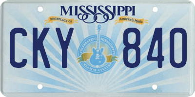 MS license plate CKY840