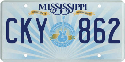 MS license plate CKY862