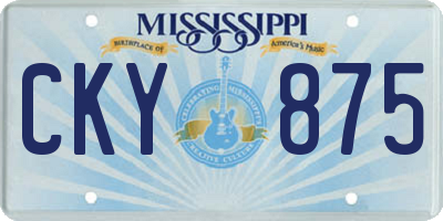 MS license plate CKY875