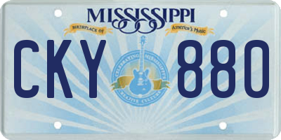 MS license plate CKY880