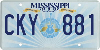 MS license plate CKY881