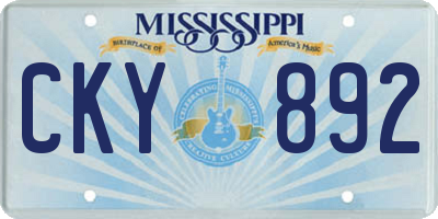 MS license plate CKY892
