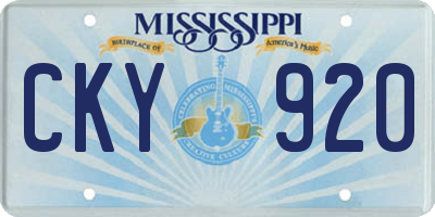MS license plate CKY920