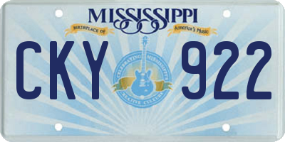 MS license plate CKY922