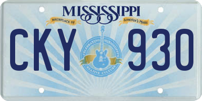 MS license plate CKY930