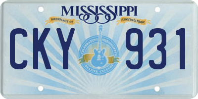 MS license plate CKY931