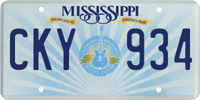 MS license plate CKY934