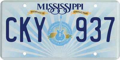 MS license plate CKY937