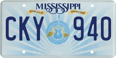MS license plate CKY940