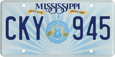 MS license plate CKY945