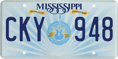 MS license plate CKY948