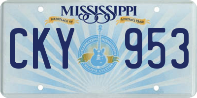 MS license plate CKY953