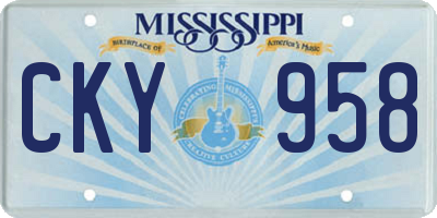 MS license plate CKY958