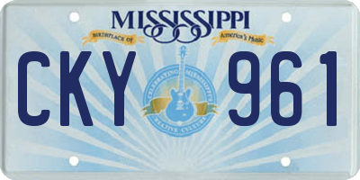 MS license plate CKY961