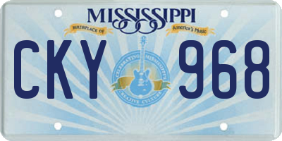 MS license plate CKY968