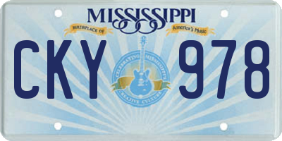 MS license plate CKY978