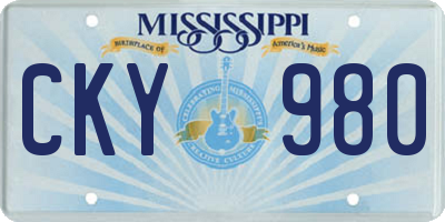MS license plate CKY980