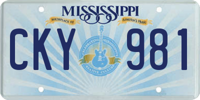 MS license plate CKY981