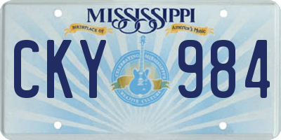 MS license plate CKY984