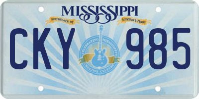 MS license plate CKY985