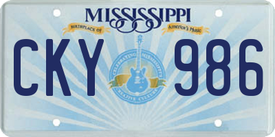 MS license plate CKY986