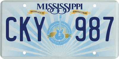 MS license plate CKY987