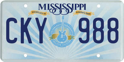 MS license plate CKY988
