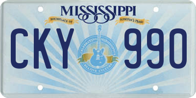 MS license plate CKY990