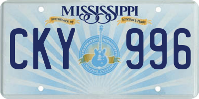 MS license plate CKY996