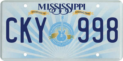 MS license plate CKY998