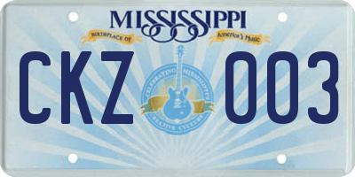 MS license plate CKZ003