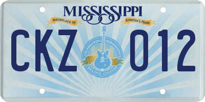 MS license plate CKZ012