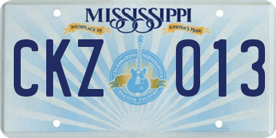 MS license plate CKZ013