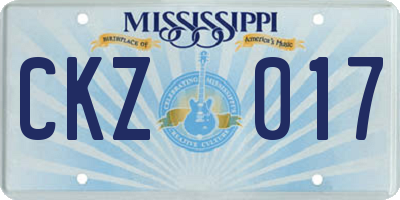 MS license plate CKZ017